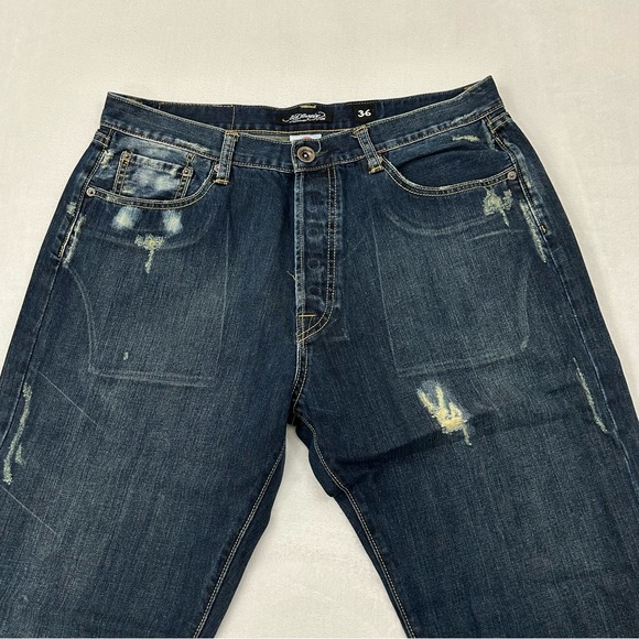 Vintage Ed Hardy Christian Audigier Biker Skull Distressed Denim Jeans Men 36x32 - Picture 9 of 9